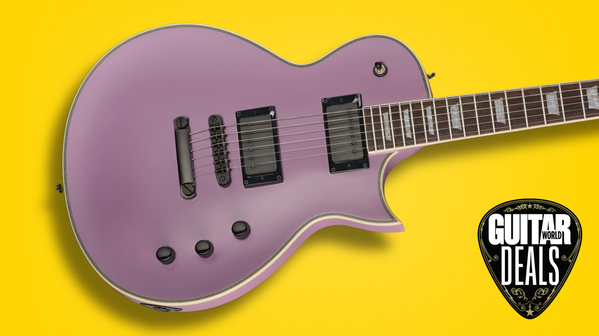 A Harley Benton SC Custom III electric guitar on a yellow background