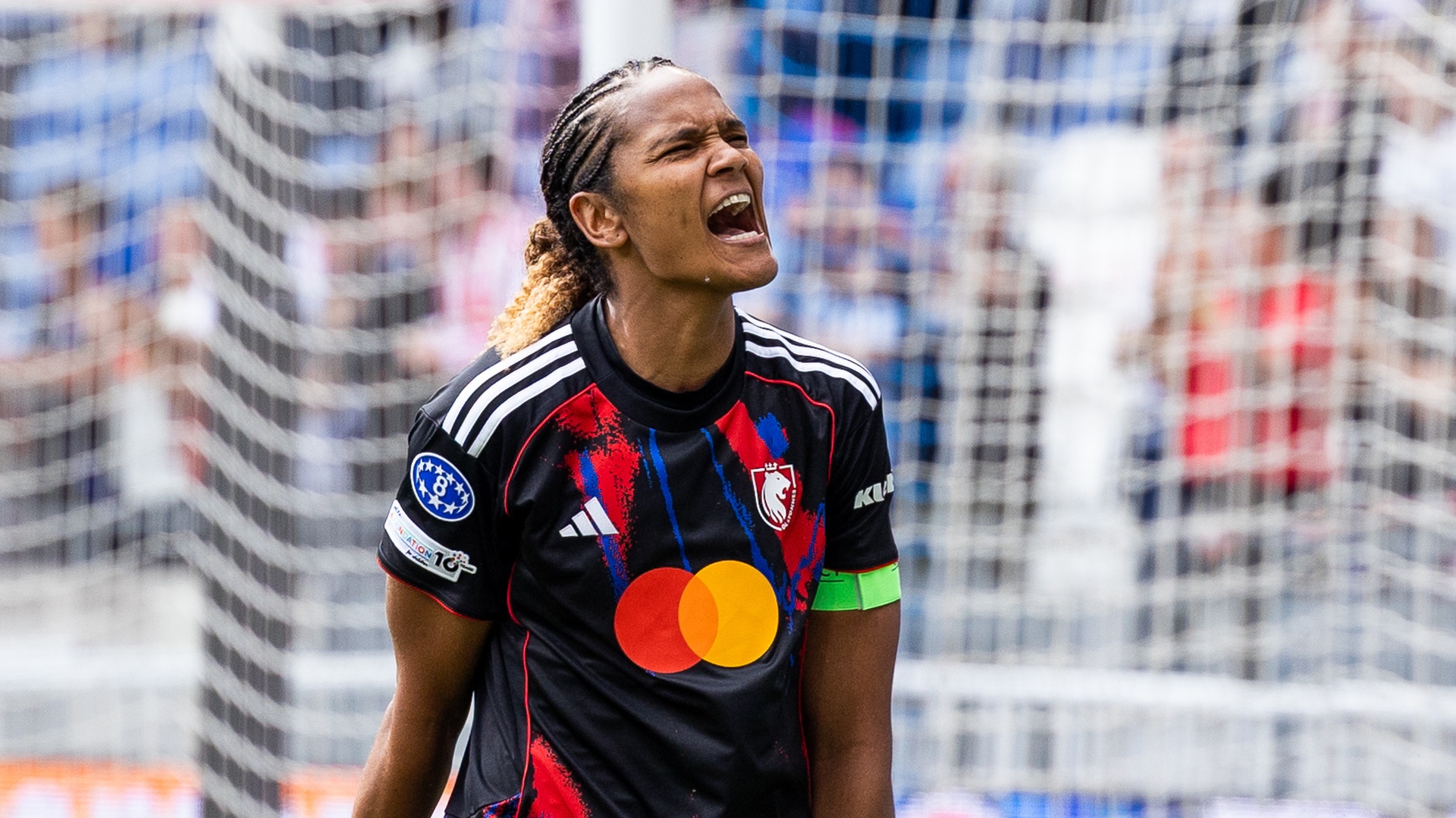 Wendie Renard celebrating ahead of Barcelona vs Lyon in the 2026 Women's Champions League final