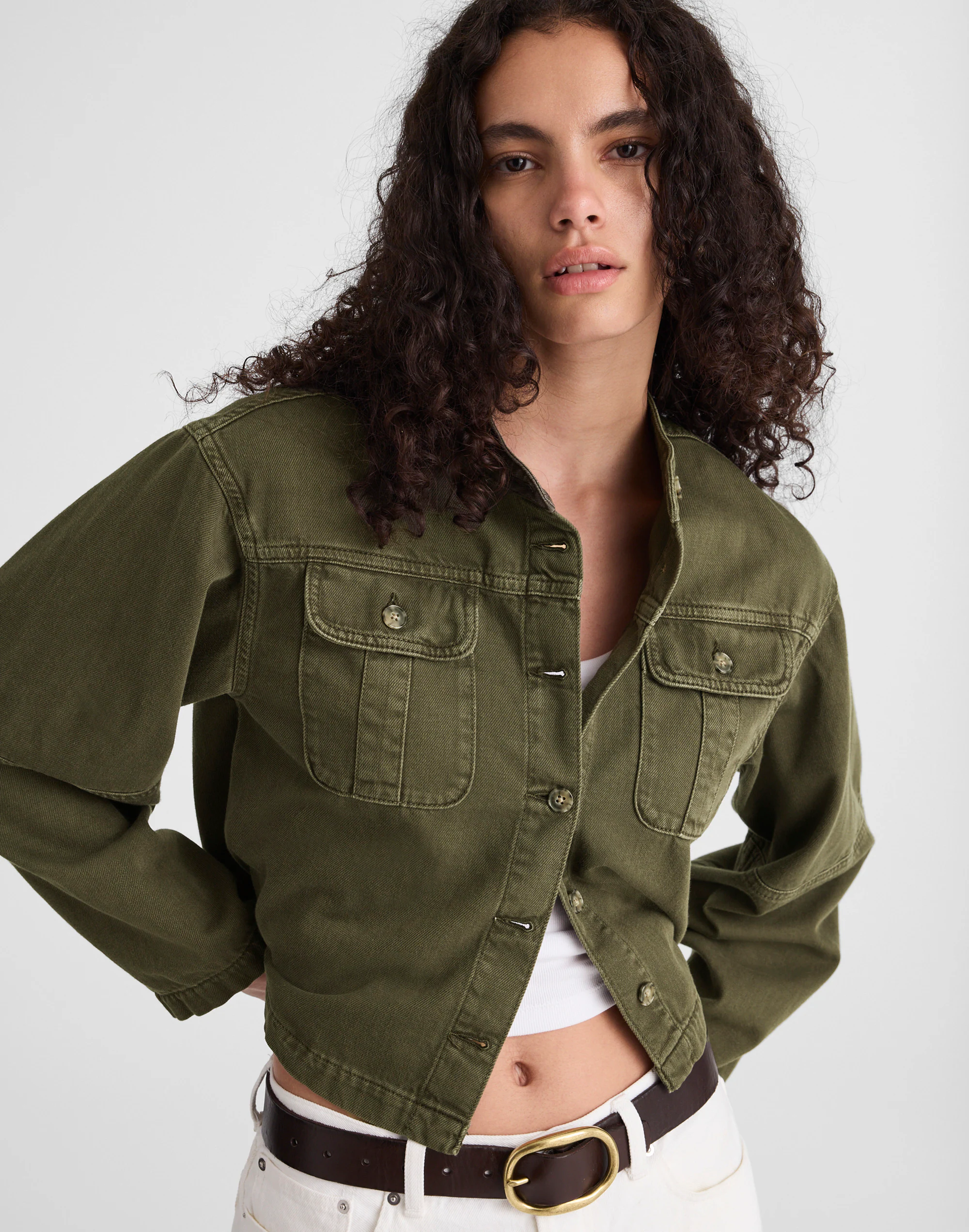 Garment-Dyed Cocoon-Sleeve Lady Jacket