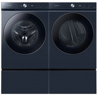 Samsung Bespoke Ultra Capacity AI Front Load Washer and Electric Dryer in Brushed Navy