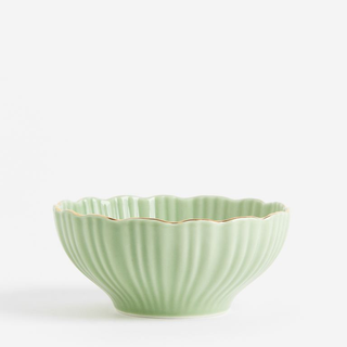 scalloped green bowl