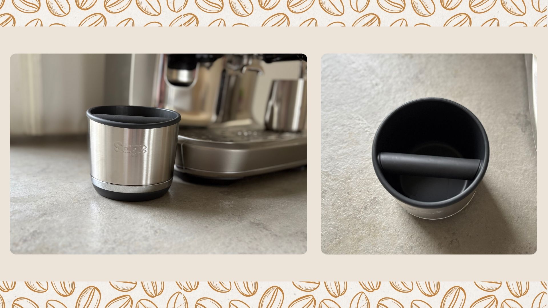 Sage Knock Box Coffee Accessory in Laura&#039;s home