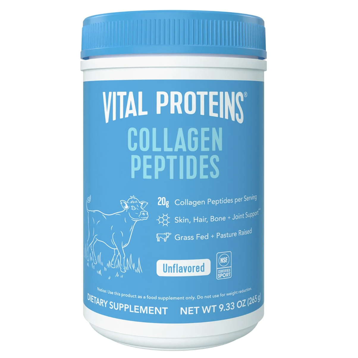 Vital Proteins Collagen Peptides Powder - Supports Hair, Nail, Skin, Bone & Joint Health, Unflavored, Collagen Protein 9.33 Oz