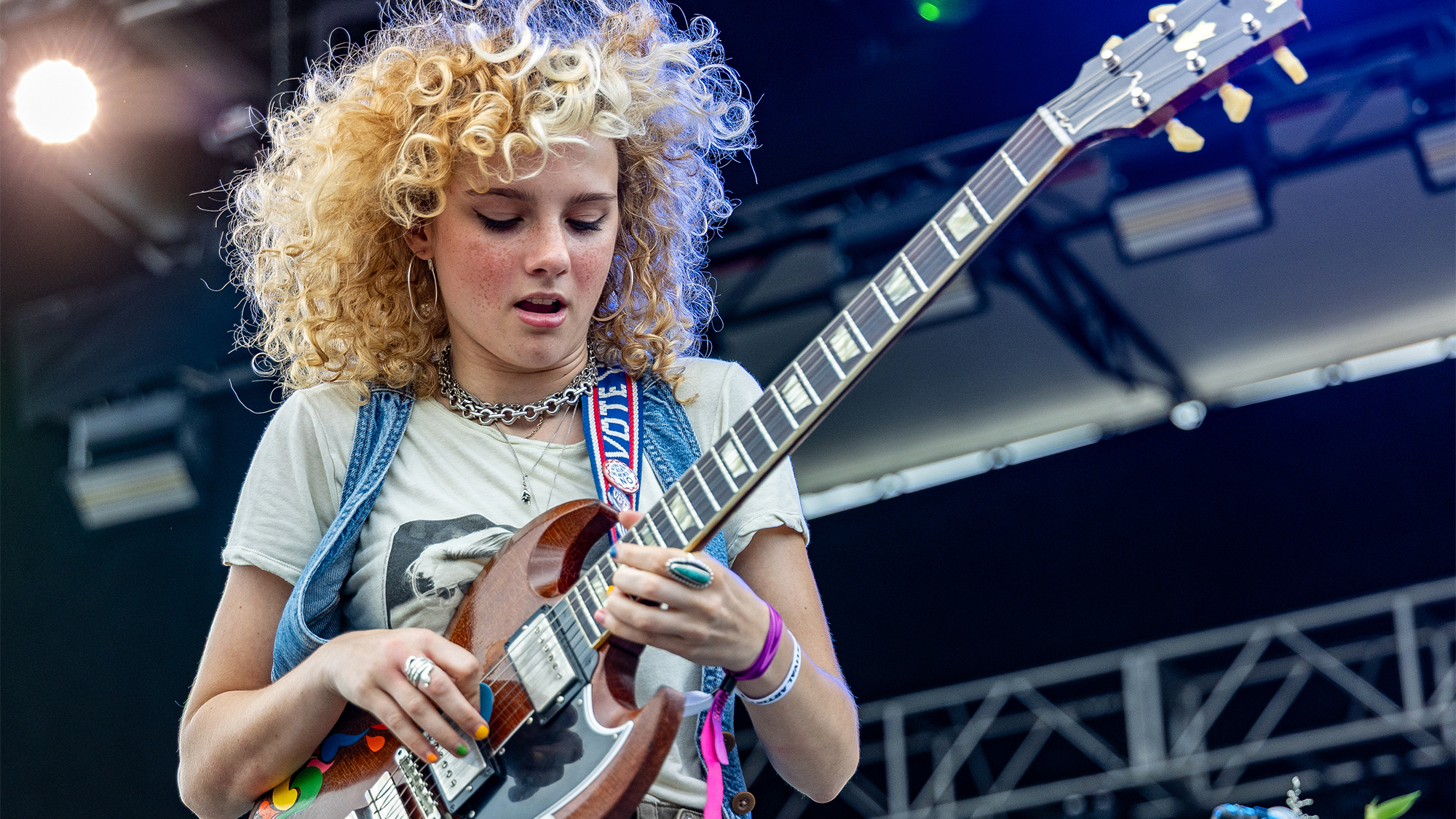 Grace Bowers and The Hodge Podge performs during the Green River Festival 2025 at Franklin County Fairgrounds on June 22, 2025 in Greenfield, Massachusetts. 
