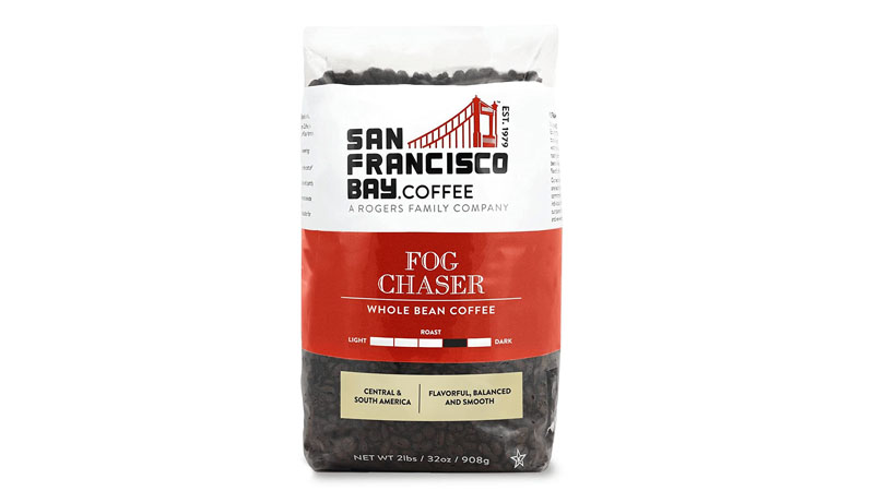 Bag of whole coffee beans.