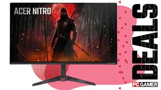 Acer Nitro gaming monitor on a blue deals background