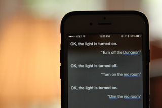 Siri responses to HomeKit commands on an iPhone