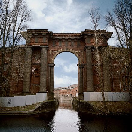 Brick arch over river