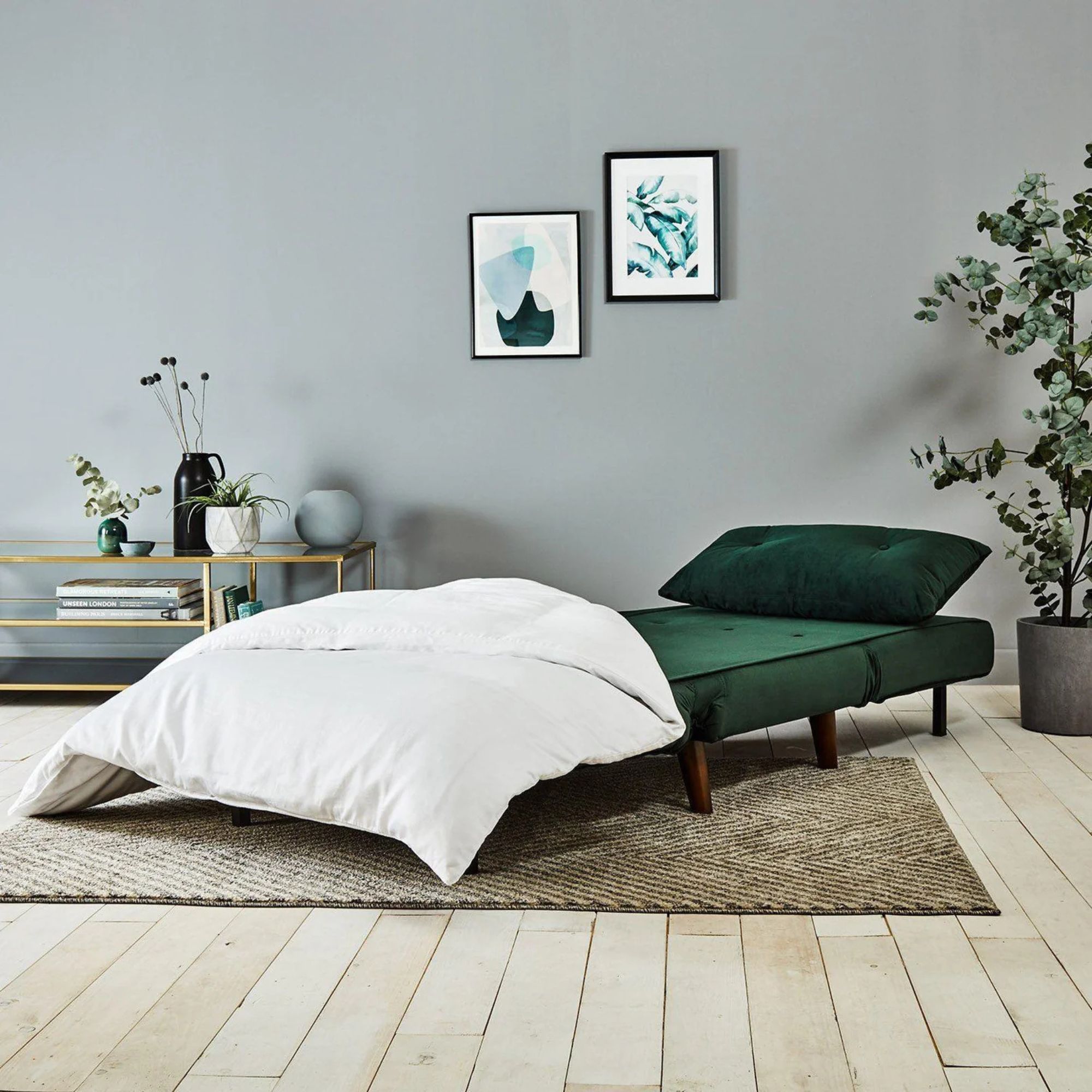 Laura James, Una Single Sofa Bed in Green Velvet