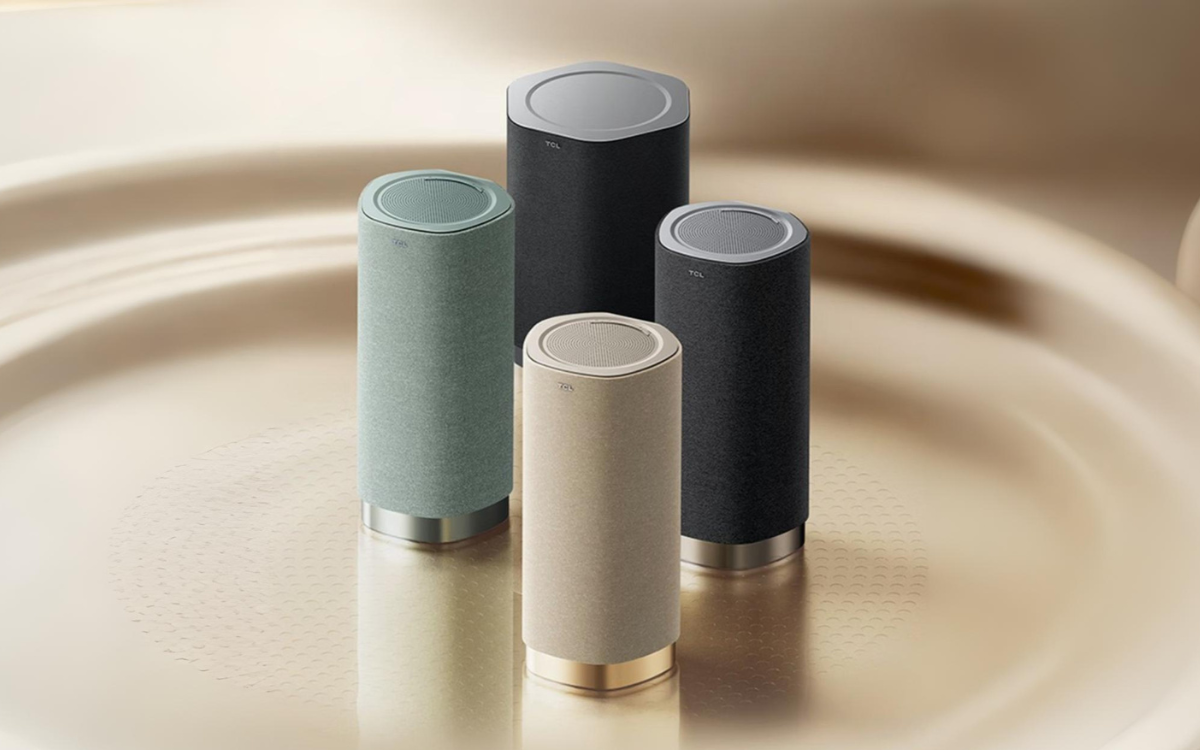 TCL Z100 speakers in different colours on a beige coloured surface