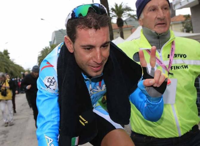 Vincenzo Nibali (Astana) grabs his first win of the season at Tirreno-Adriatico.