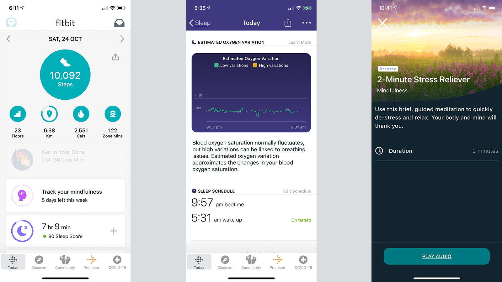 Fitness tracking stats in the Fitbit mobile app