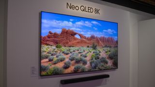 Samsung Neo QN800 QLED 8K TV wall mounted.