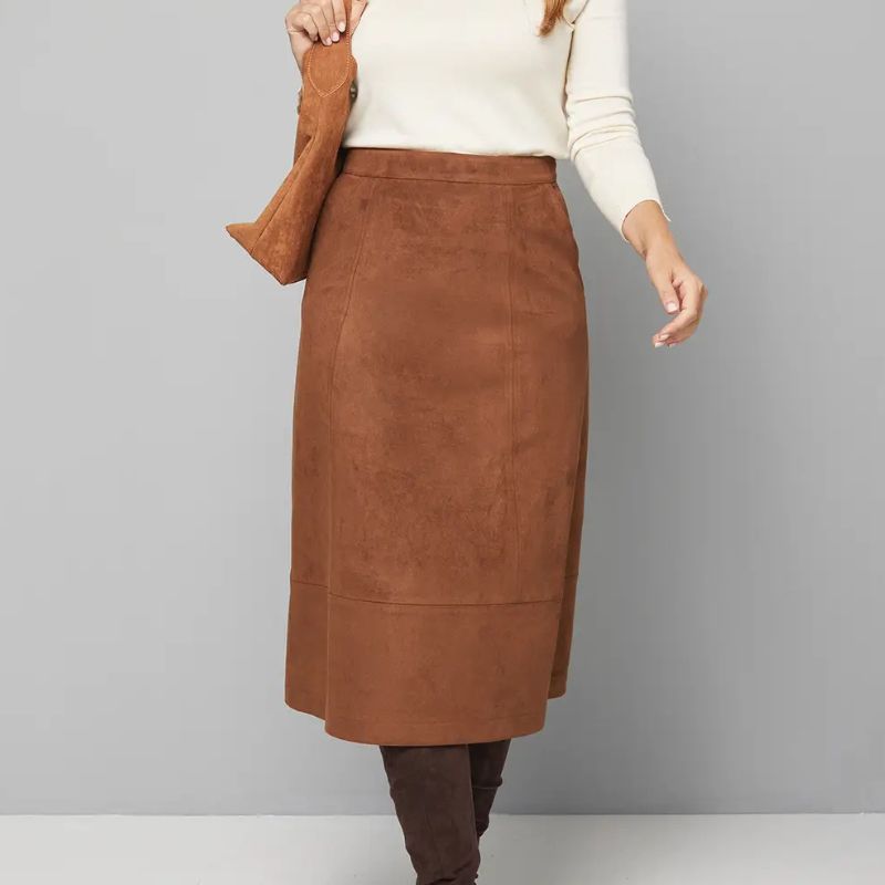 Wallis, Faux Suede Seam Detail Midi Skirt