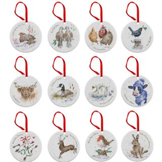 Royal Worcester Wrendale Designs 12 Christmas Decorations