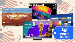 Collage of TVs on sale for Memorial Day