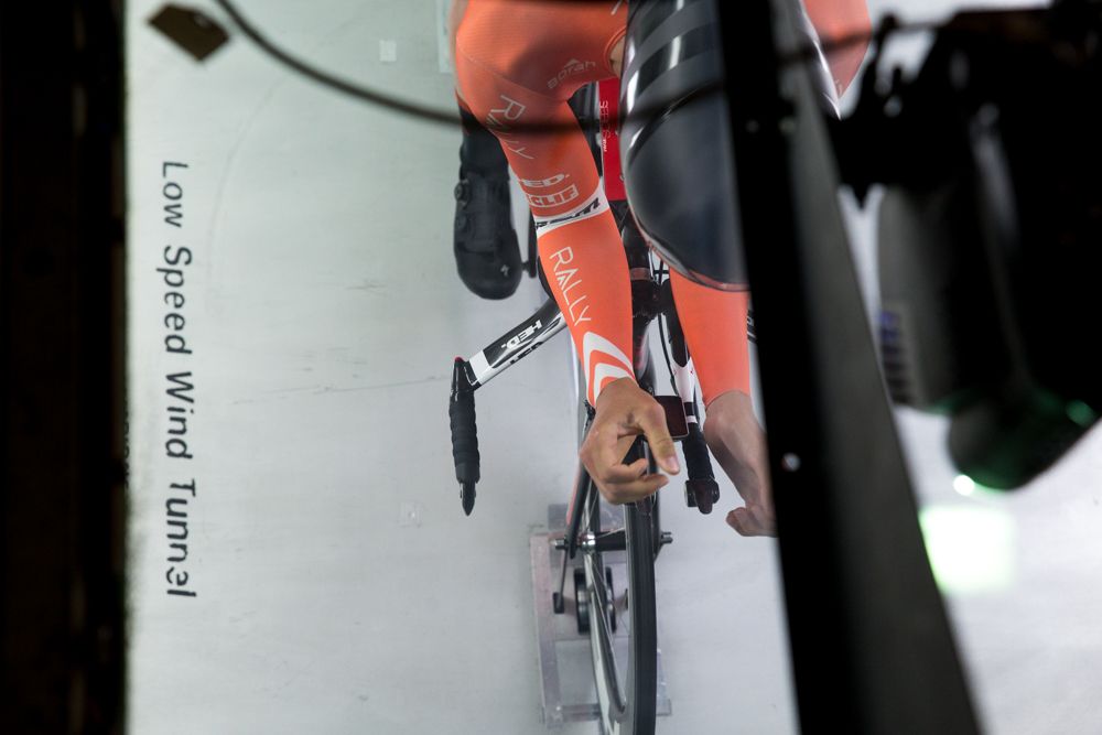Every angle of the testing process recorded to allow evaluation of the rider&rsquo;s position. The camera mounted above the rider shows how changes in position affect airflow over the rider&rsquo;s back.