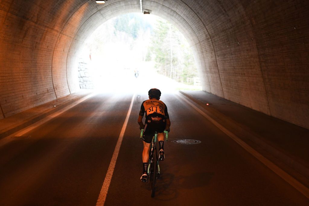 FEICHTEN IM KAUNERTAL AUSTRIA APRIL 20 Simon Yates of United Kingdom and Team BikeExchange during the 44th Tour of the Alps 2021 Stage 2 a 1215km stage from Innsbruck to Feichten im Kaunertal 1291m tunnel TourofTheAlps TouroftheAlps on April 20 2021 in Feichten im Kaunertal Austria Photo by Tim de WaeleGetty Images