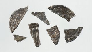 The cut-up Arab coins that came from the hoard.