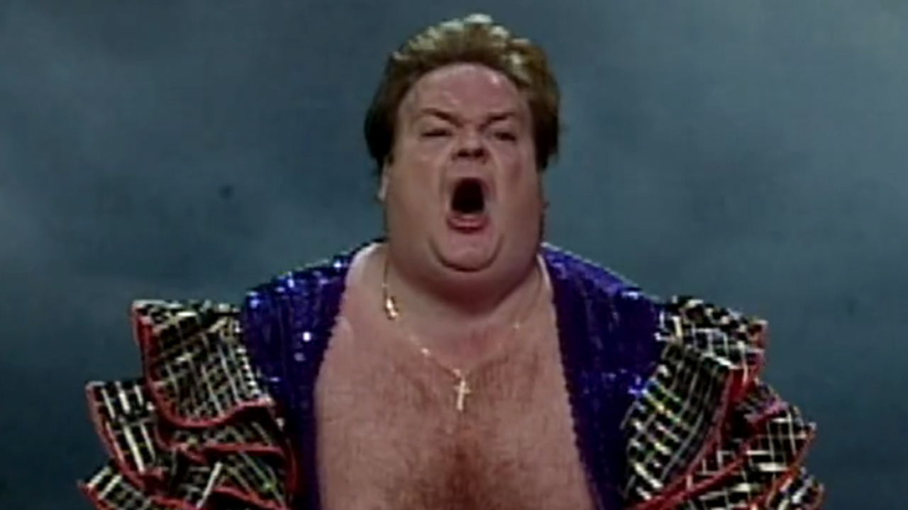 Chris Farley shirtless and yelling as "El Nino" on SNL