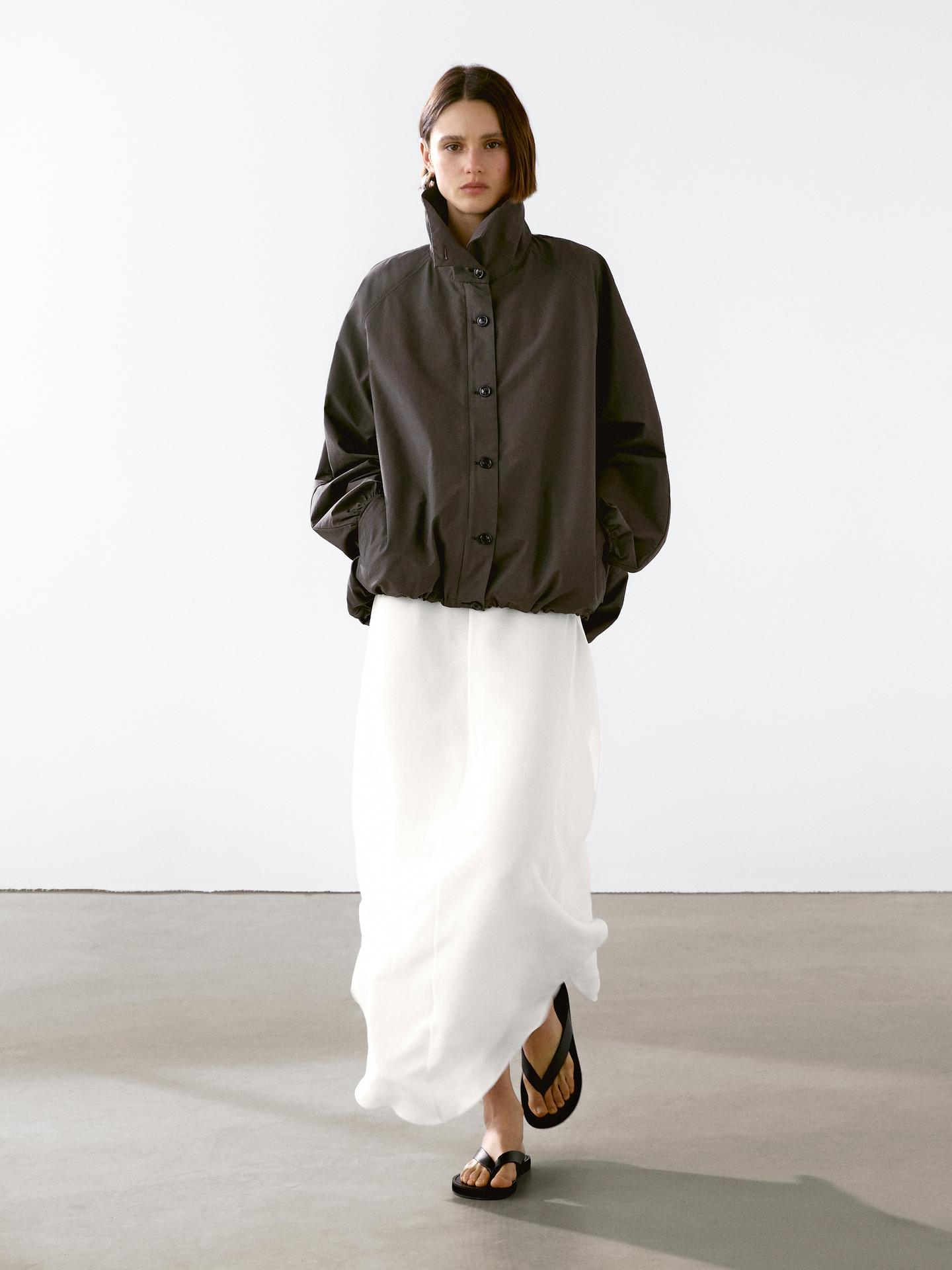 Massimo Dutti, Cotton Blend Parka With Puff Detail