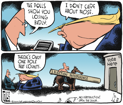 Political Cartoon U.S. Trump Losing Polls Election Interference