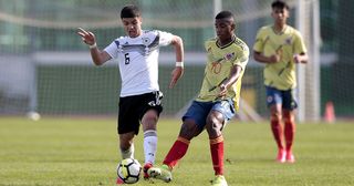 The U16 UEFA development tournament game between Germany U16 and Colombia U16 at Complexo Desportivo on February 8, 2020 in Vila Real de Santo Antonio Portugal.