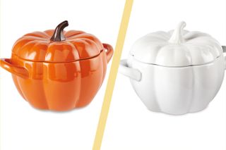 Aldi pumpkin casserole dishes in burnt orange and earthy cream