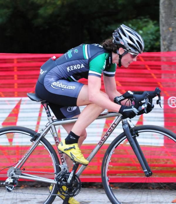 Mary McConneloug (Kenda-Seven-No Tubes) on the pavement.