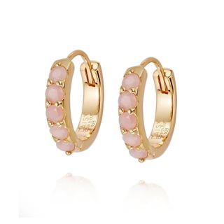 Daisy Jewellery Beloved Pink Opal Huggie Earrings