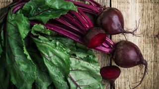 beetroot with the leaves still attached