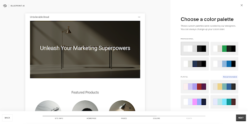 screenshot of squarespace website builder in use
