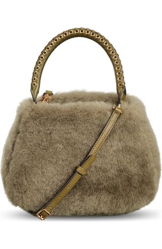 Top Handle Genuine Shearling & Leather Crossbody Bag