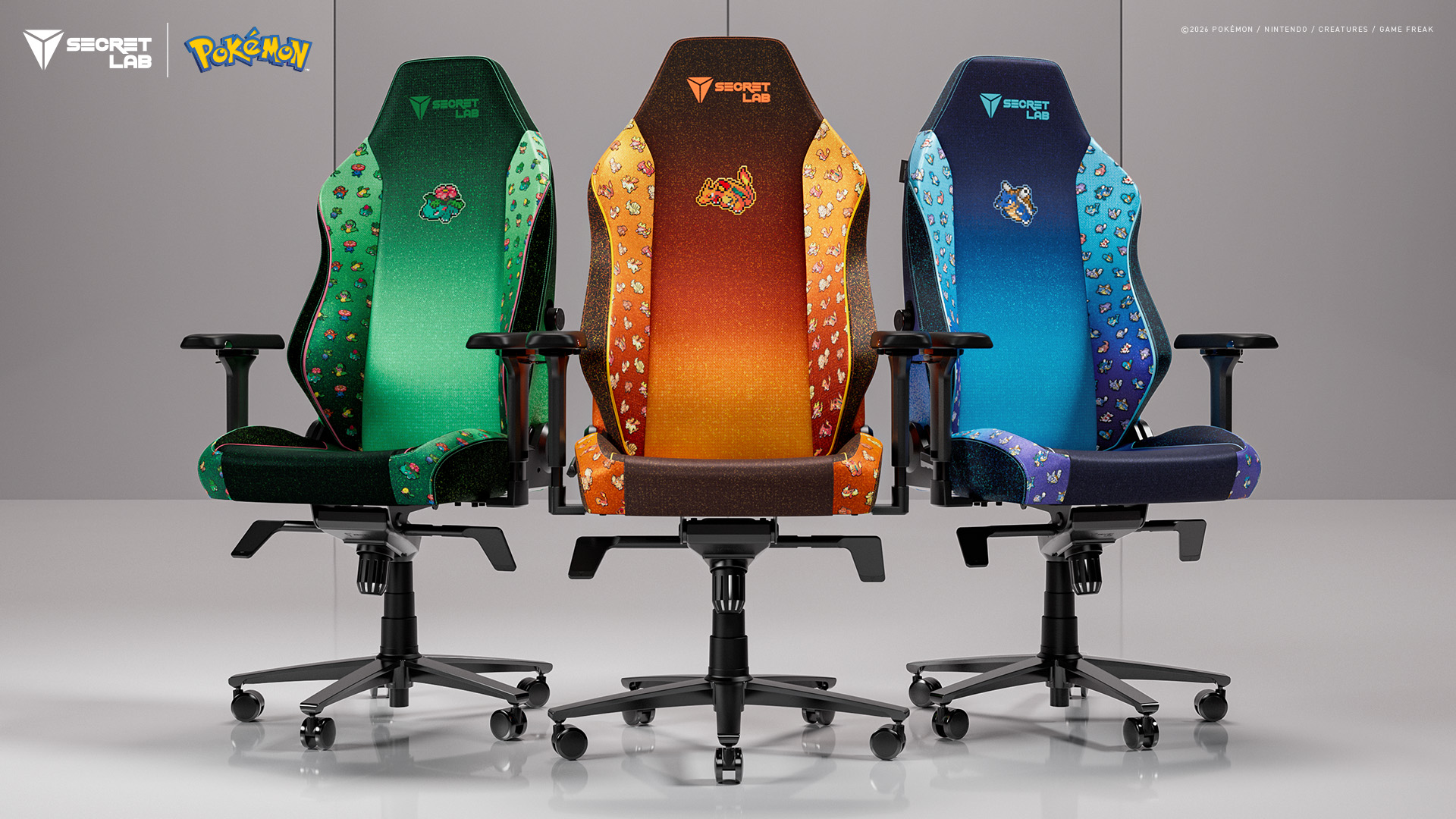  Secretlab X Pok&eacute;mon chairs
