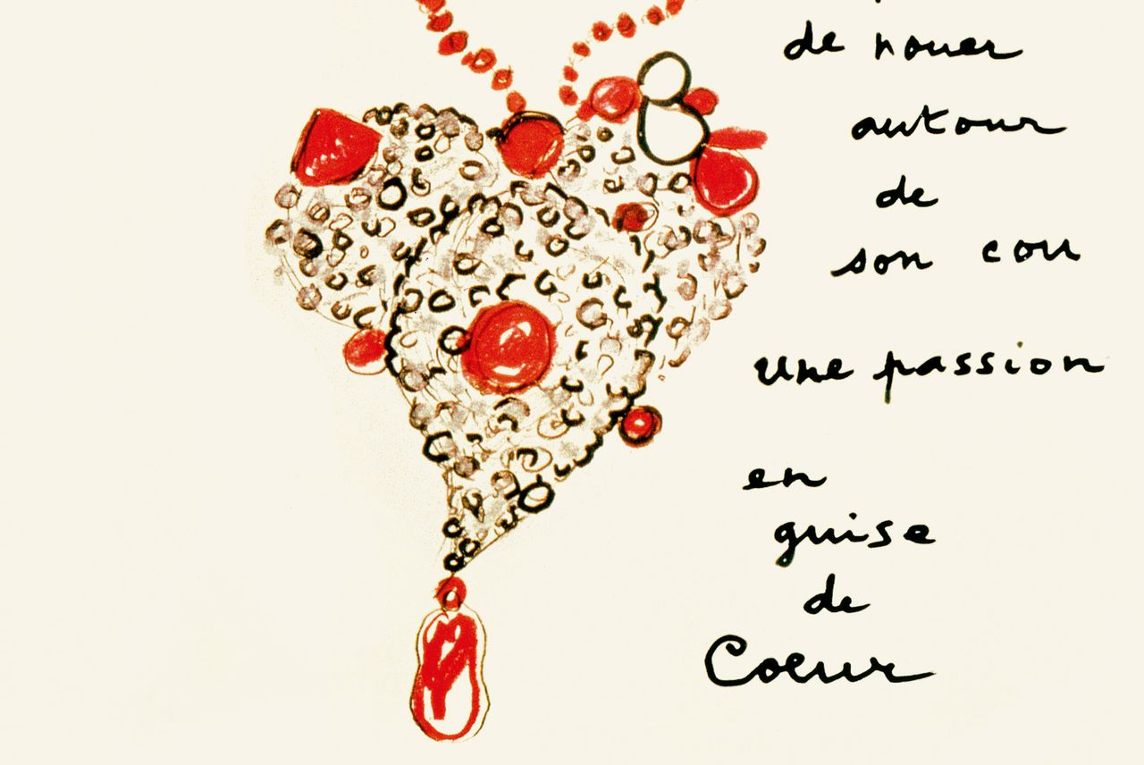 Yves Saint Laurent’s 1962 drawing of a heart pendant