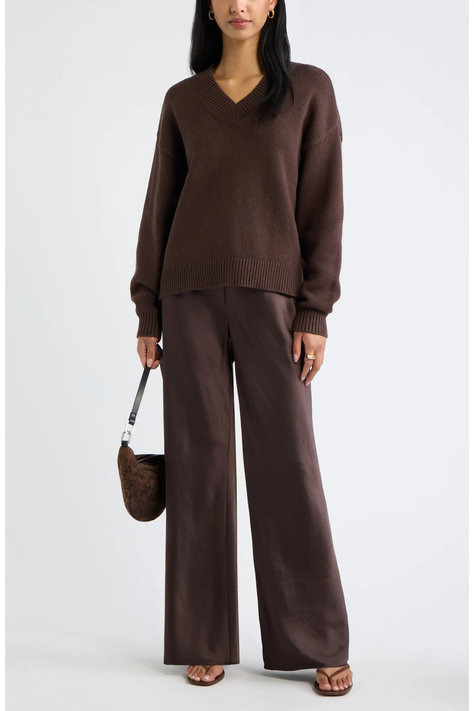 Open Edit, Relaxed V-Neck Sweater