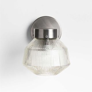 Aiden Ribbed Glass Light Pewter Wall Sconce
