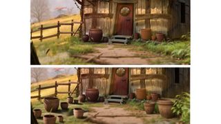 AI Photoshop tutorial; a countryside cottage and garden pots