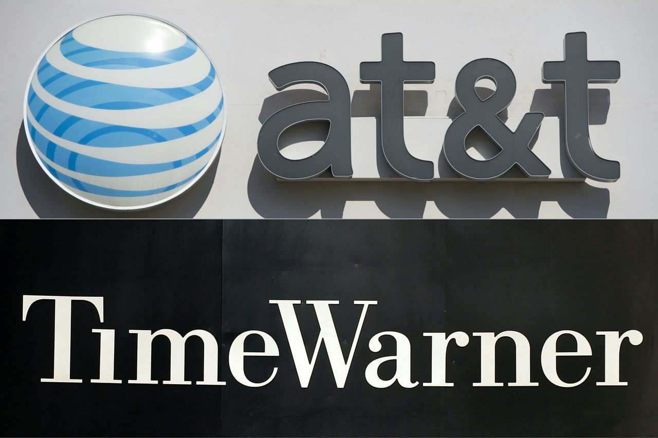 The AT&amp;amp;T logo and Time Warner company logo 