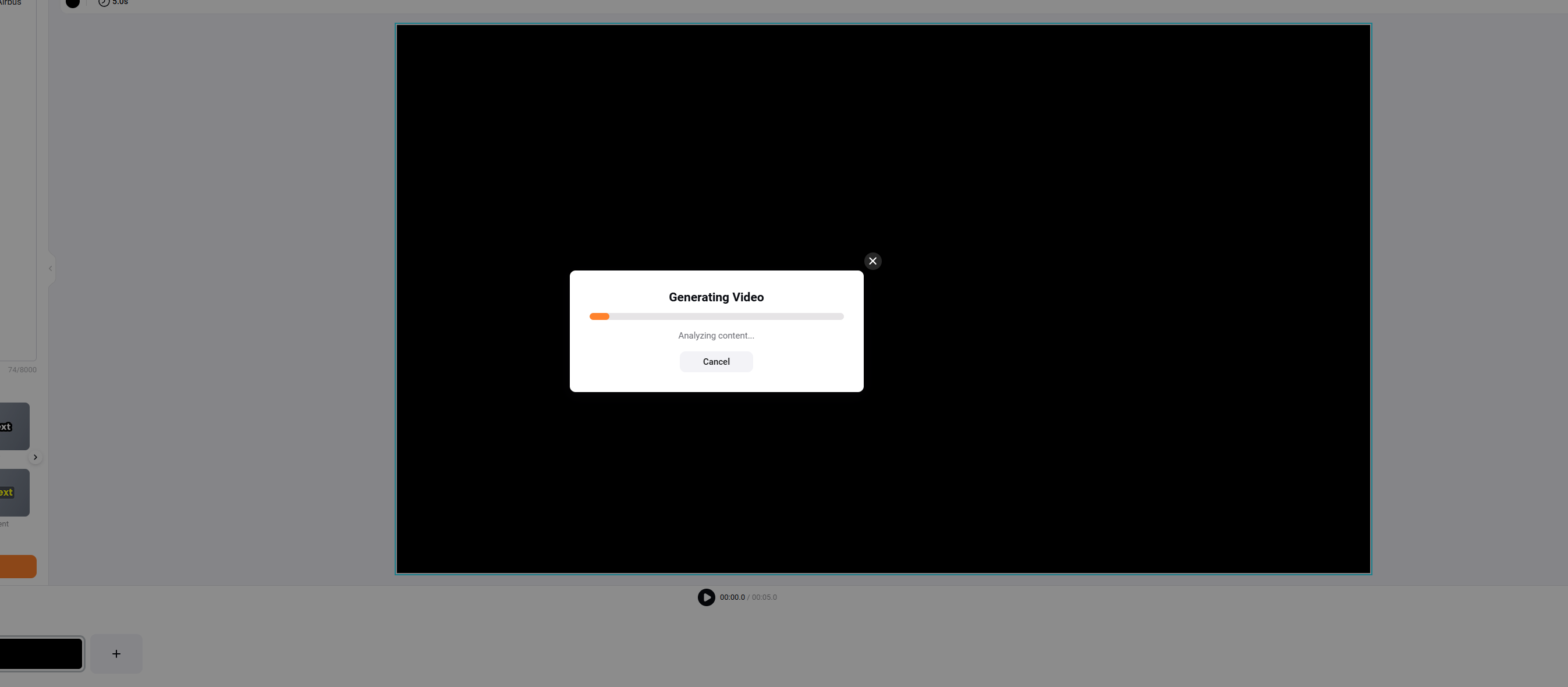 Screenshot from the FlexClip video editing software in use