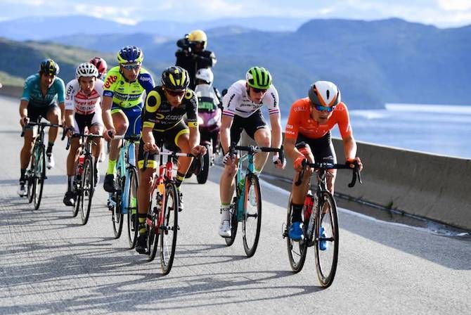 The day's breakaway took a maximum lead of four minutes during the 201km third stage of the 2018 Arctic Race of Norway