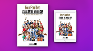 The December issue subscriber cover of FourFourTwo magazine featuring the stars of the World Cup including Lionel Messi, Cristiano Ronaldo, Kylian Mbappe, Neymar and more