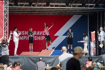 Alison Jackson celebrates winning the British Gravel Championship 2024