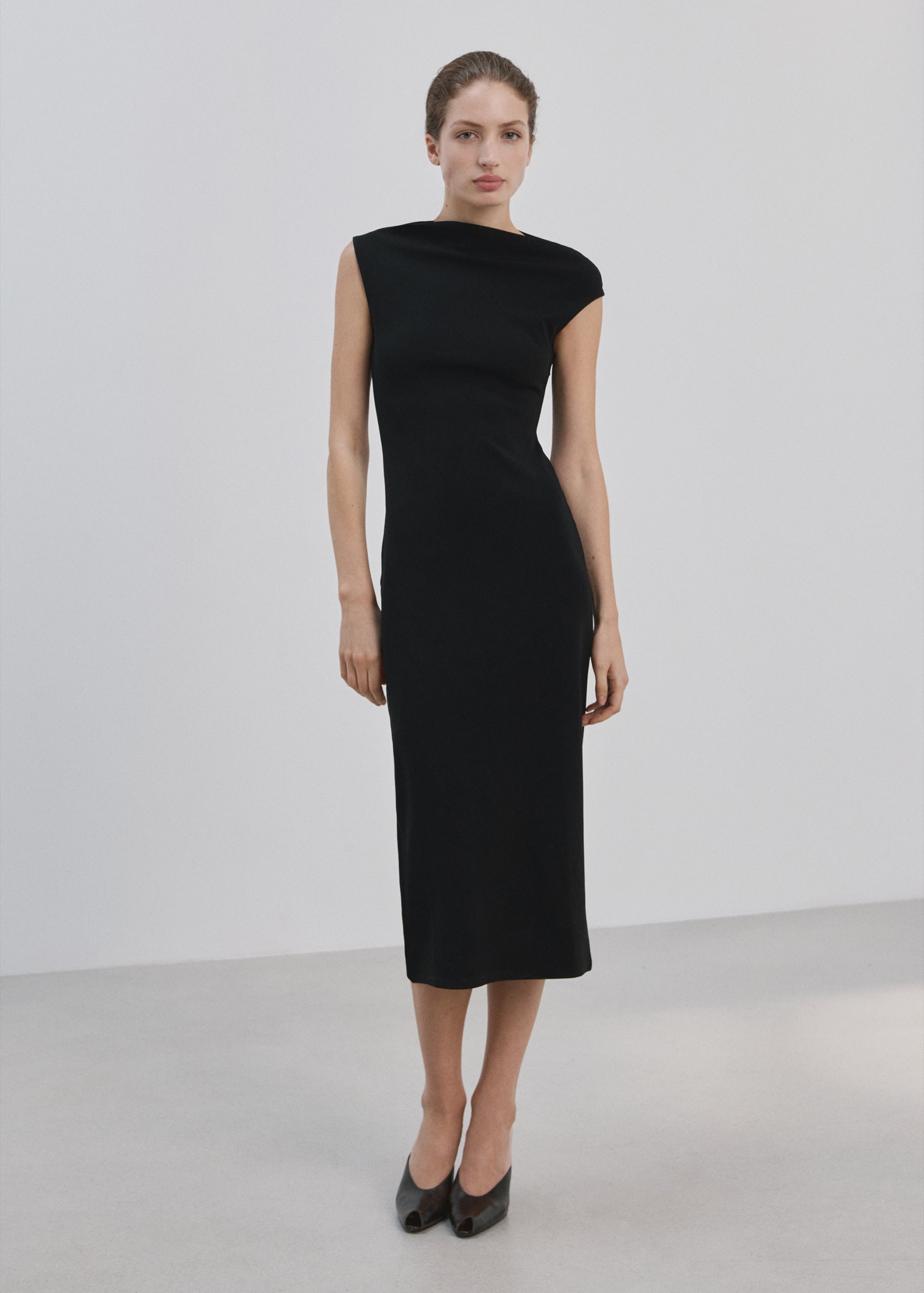 Asymmetrical-Neck Midi-Dress - Women | Mango United Kingdom