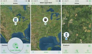 Find My iPhone's device search screen