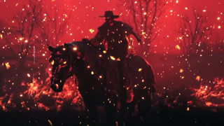 Guns of Eschaton trailer still - rider on an infernal horse