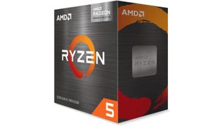 Integrated vs Dedicated graphics card: AMD Ryzen 5 5600G bin box on white background