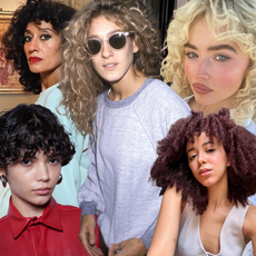Collage of top curly bangs hairstyles to try in 2025