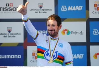 A thumbs up from Bradley Wiggins (Great Britain) after winning the gold medal