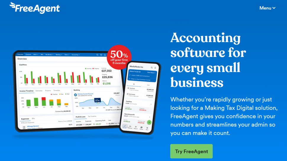 Freeagent website screenshot (March 2026).